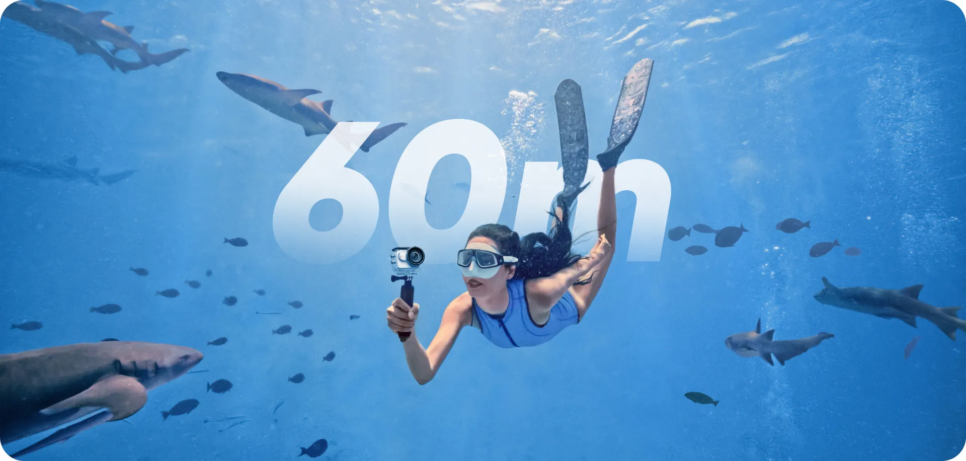 Waterproof to 60 meters (197ft).