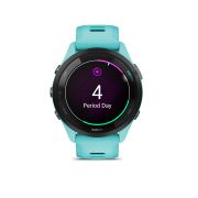 Garmin - Forerunner 265 ceas multisport cu GPS AMOLED - Ramă neagră cu carcasă Aqua şi curea din silicon Aqua/neagră