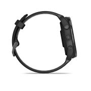 Garmin - Forerunner 965 ceas multisport cu GPS AMOLED - Ramă din titan DLC gri carbon cu carcasă neagră şi curea din silicon neagră/gri pudră