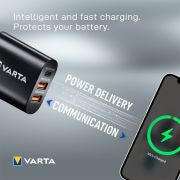 Varta - incarcator priza Wall Charger, Putere maxima 38W - 1x mufa USB-C + 2x mufa USB-A