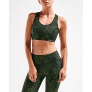 2XU - Bustiera sport femei XVENT Crop - Reverse Mesh/ verde inchis Olive