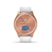 Garmin Vivomove Style - carcasa rose-gold - bratara silicon alba