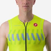 Castelli - costum trisuit triatlon pentru barbati, fara maneci Free Sanremo SL Suit - negru galben fluo