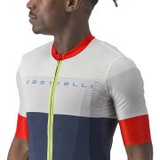 Castelli - tricou ciclism barbati maneca scurta Sezione jersey - bleumarin alb ivory rosu