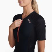 2XU - costum triatlon femei cu maneca scurta Aero Sleeved Trisuit - negru portocaliu coral