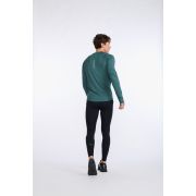 2XU - bluza tehnica pentru barbati cu maneca lunga Ignition Base Layer LS - verde inchis deep jade marle argintiu reflectorizant