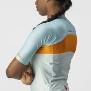 Castelli - tricou ciclism pentru femei, maneca scurta Aero Pro jersey - albastru deschis bleu portocaliu