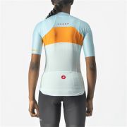 Castelli - tricou ciclism pentru femei, maneca scurta Aero Pro jersey - albastru deschis bleu portocaliu