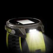 Garmin - fenix 8 Solar Sapphire 47mm - smartwatch premium - ramă argintie din titanium si curea din silicon galben fluo