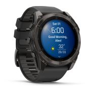 Garmin - fenix 8x AMOLED Sapphire 51mm - smartwatch premium AMOLED - ramă gri din titanium DLC si curea din silicon neagră-gri