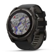 Garmin - fenix 8x Solar Sapphire 51mm - smartwatch premium - ramă gri din titanium DLC si curea din silicon neagră-gri