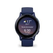 Garmin - Vivoactive 5 smartwatch cu GPS și AMOLED - ramă Metallic Navy din aluminiu, carcasă Navy şi bratara din silicon