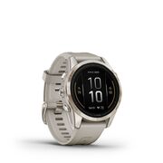 Garmin - epix Pro 42mm Gen 2s Sapphire smartwatch premium AMOLED - ramă Soft Gold si curea din silicon crem