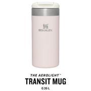 Stanley - termos mic calatorie The Aerolight Transit Mug - roz deschis cuart metalic - 350 ml