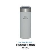 Stanley - termos mic calatorie The Aerolight Transit Mug - gri deschis metalic - 470 ml