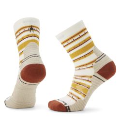 Smartwool - sosete sport femei Hike Stitch Stripe Light Cushion Mid Crew socks - alb maro Natural galben