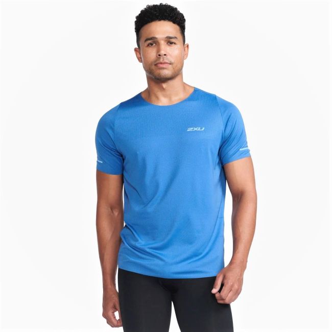 2XU - tricou tehnic pentru barbati Light Speed Tee - albastru intens Starling Reflectorizant