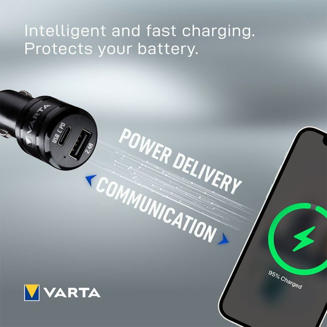 Varta - incarcator masina Car Charger Dual USB Fast 30W - mufa USB-C + mufa USB-A