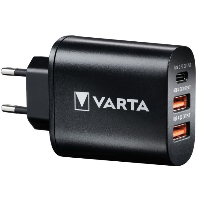 Varta - incarcator priza Wall Charger, Putere maxima 38W - 1x mufa USB-C + 2x mufa USB-A