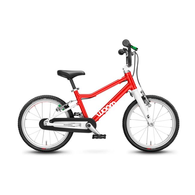 Woom - bicicleta copii 16&quot; Woom 3, varsta recomandata 4-6 ani (105-120cm) - 5,4kg - rosu intens alb