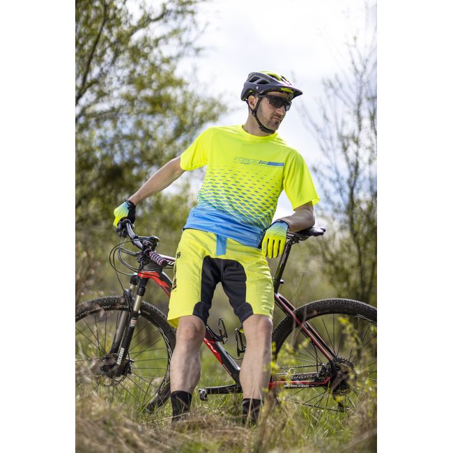 Tricou maneca scurta Force MTB Angle, albastru/fluo, 4XL