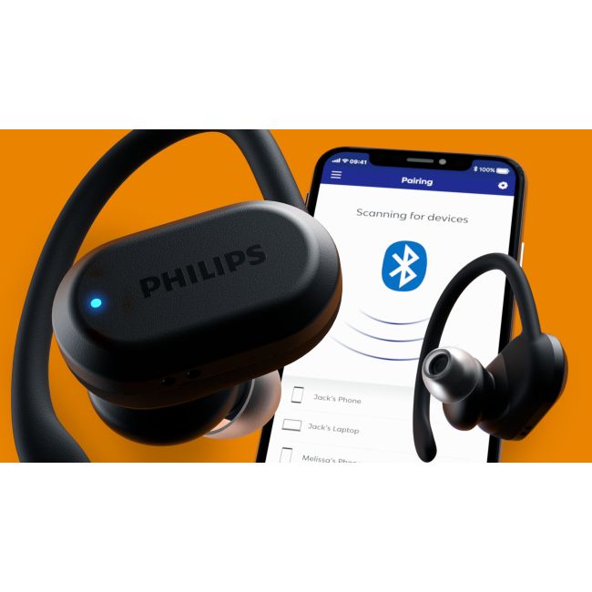 Philips Casti audio Sport seria 7000 in-aer TAA7306BK/00 Bluetooth cu senzor puls, curatare UV, protectie IP57 apa si praf autonomie 24 ore