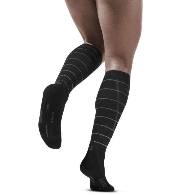 CEP - Sosete compresie cu elemente reflectorizante pentru barbati Men reflective socks - negru gri reflect