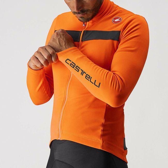 Castelli - bluza ciclism maneca lunga Puro 3 Jersey FZ - portocalie