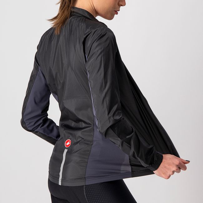 Castelli Squadra Stretch W - jacheta ciclism anti vant pentru femei - gri inchis-negru