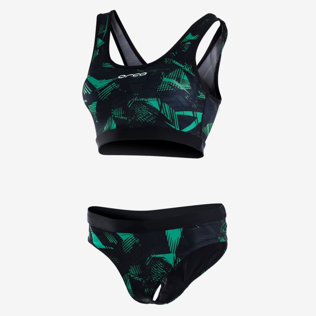 Orca - Costum de baie doua piese pentru Femei Bra &amp; Bikini - print negru verde