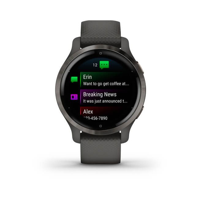 Garmin - Venu 2s smartwatch cu GPS și AMOLED - rama gri ardezie și carcasă gri cu brățară din silicon