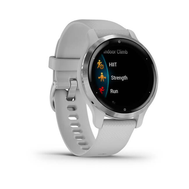 Garmin - Venu 2s smartwatch cu GPS și AMOLED - rama silver și carcasă mist gray cu brățară din silicon