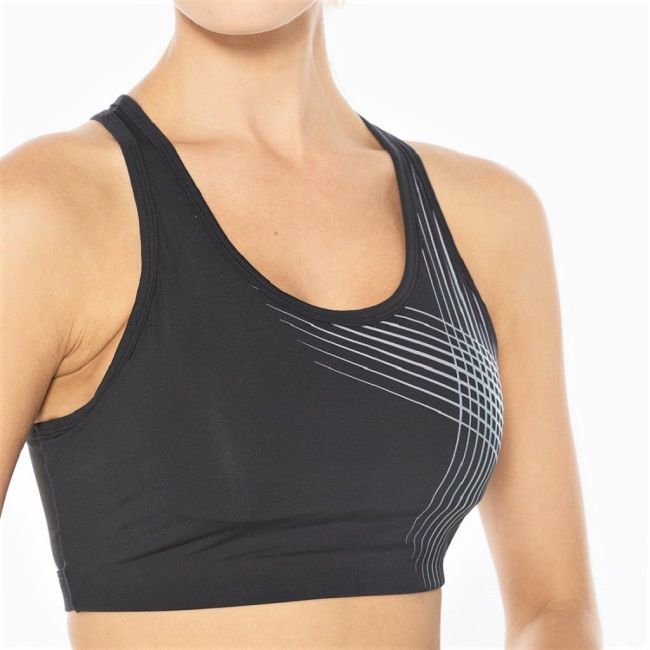 2XU - Bustiera sport pentru femei Active Low Impact Crop - negru mov deschis alb