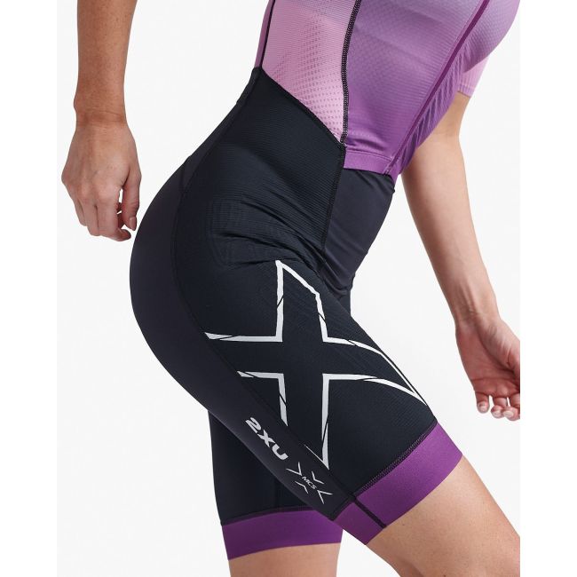 2XU - costum triatlon femei cu maneca scurta - Light Speed Sleeved - roz lila