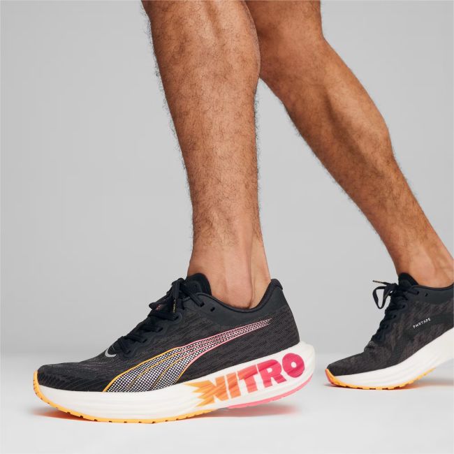 Puma - pantofi alergare pentru barbati Deviate Nitro 2 FF - negru alb portocaliu Sun Stream sunset glow