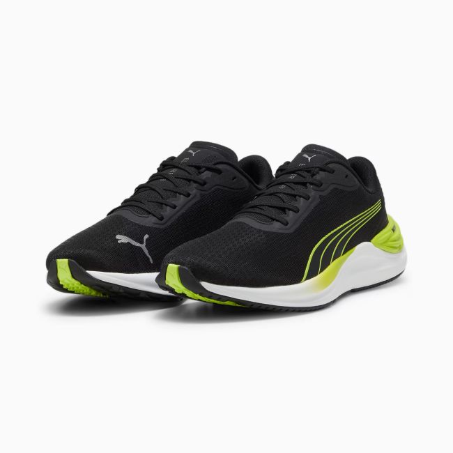 Puma - pantofi alergare pentru barbati Electrify NITRO 3 - negru verde fluo Lime Pow alb