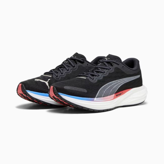 Puma - pantofi alergare pentru barbati Deviate Nitro 2 - negru alb albastru Ultra portocaliu oridee