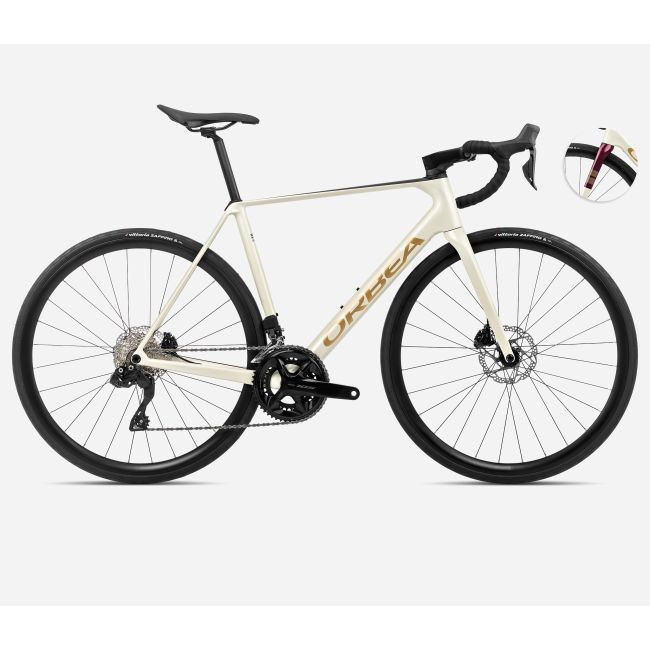 Orbea Orca M30i - bicicleta sosea carbon - alb Ivory White-Burgundy (Gloss)-Vulcano (Matt)