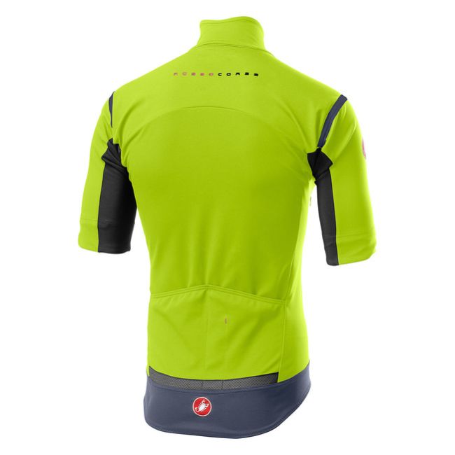 Castelli - Jacheta ciclism vreme rece 2 in 1 cu maneci detasabile, Perfetto Ros Convertible - galben fluo negru gri