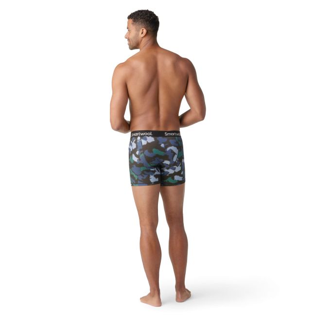 Smartwool - boxeri barbati Merino Print Boxer Brief Boxed - camuflaj albastru negru Mist blue Blurred Camo Print