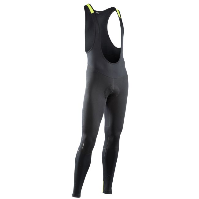 Northwave - pantaloni lungi ciclism iarna sau vreme rece pentru barbati cu bretele Fast Polar Bibtights - negru galben fluo