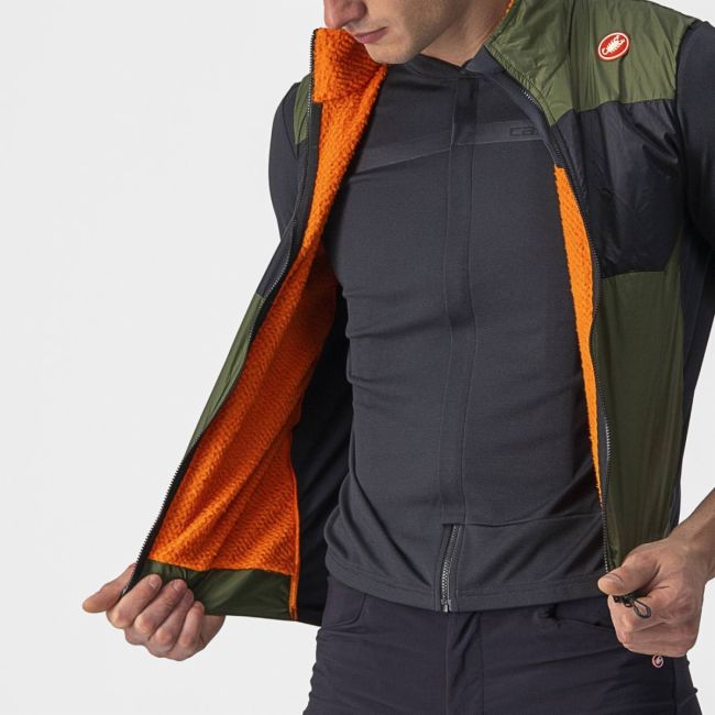 Castelli - vesta ciclism pentru barbati Unlimited Puffy Vest - verde deschis military gri inchis