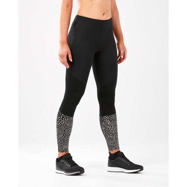 2XU - colanti de compresie pentru femei material windstopper Wind Defence Comp Tights - negru cu elemente reflectorizante