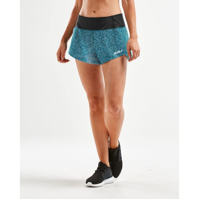 2XU - Short alergare XVENT Free Short 3&quot; W - Rain Spot- Ocean Teal