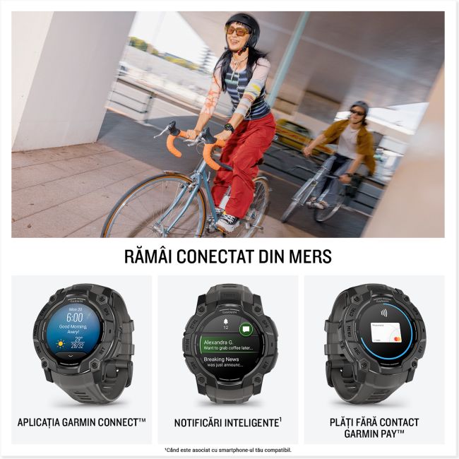 Garmin INSTINCT 3 - 50 mm AMOLED negru - smartwatch robust cu GPS