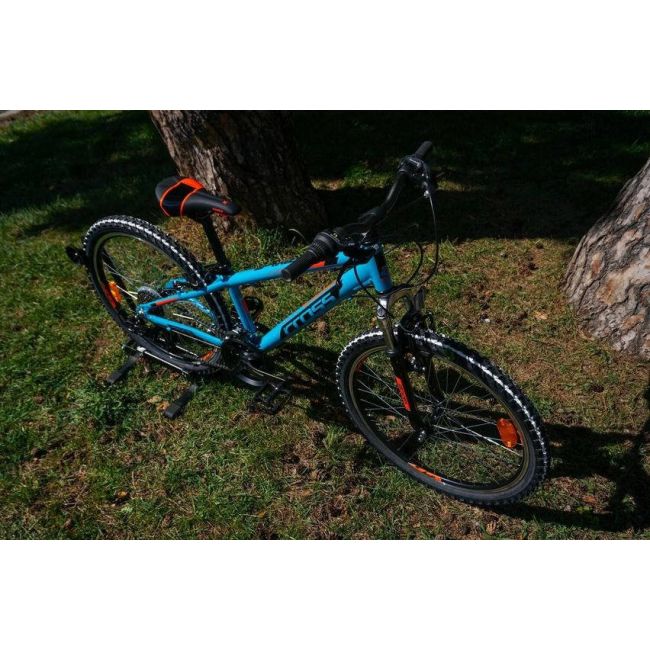 Cross - bicicleta MTB 24 inch, aluminiu, pentru baieti Cross Speedster - albastru deschis negru