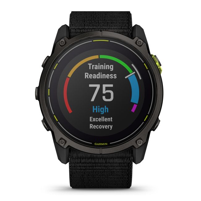 Garmin Enduro 3 - ceas ultra multisport cu GPS - ramă gri din titanium DLC si curea textilă neagră