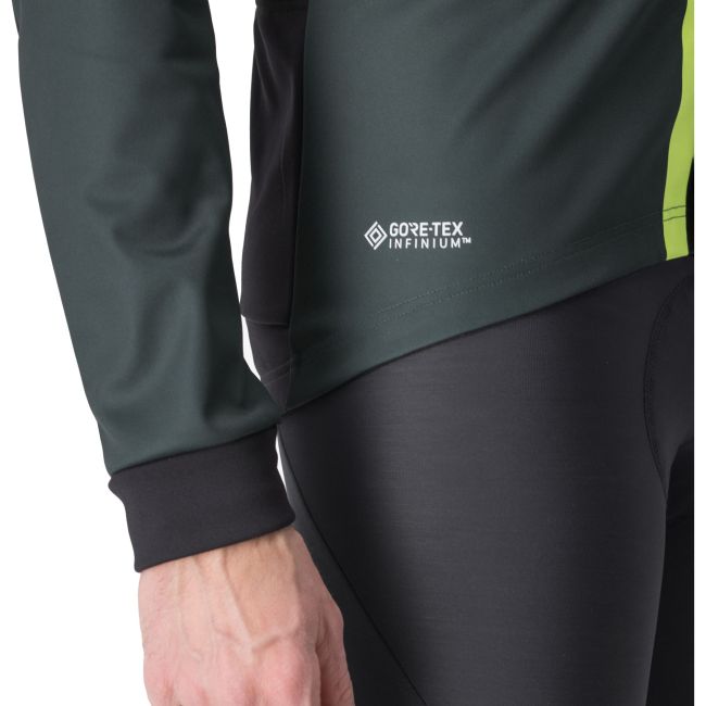 Castelli - Jacheta ciclism vreme rece sau iarna, Entrata Jacket - verde inchis rover galben fluo