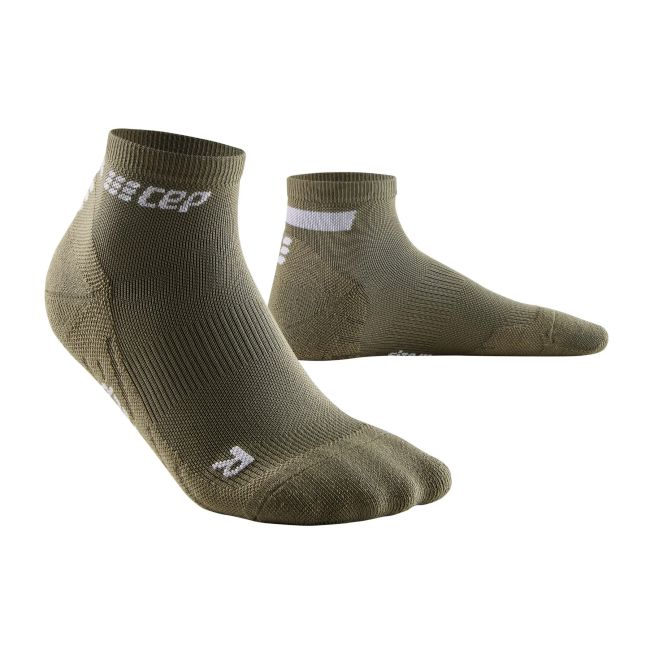 CEP - sosete compresie scurte barbati The Run Socks Low Cut - verde inchis maslina gri deschis