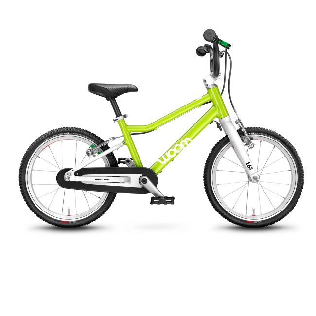 Woom - bicicleta copii 16&quot; Woom 3, varsta recomandata 4-6 ani (105-120cm) - 5,4kg - verde fluo intens alb lizard lime